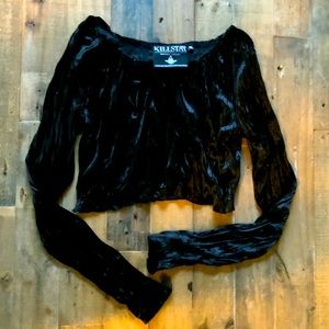 Black crushed velvet top